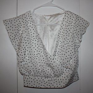 White and Black Crop Top